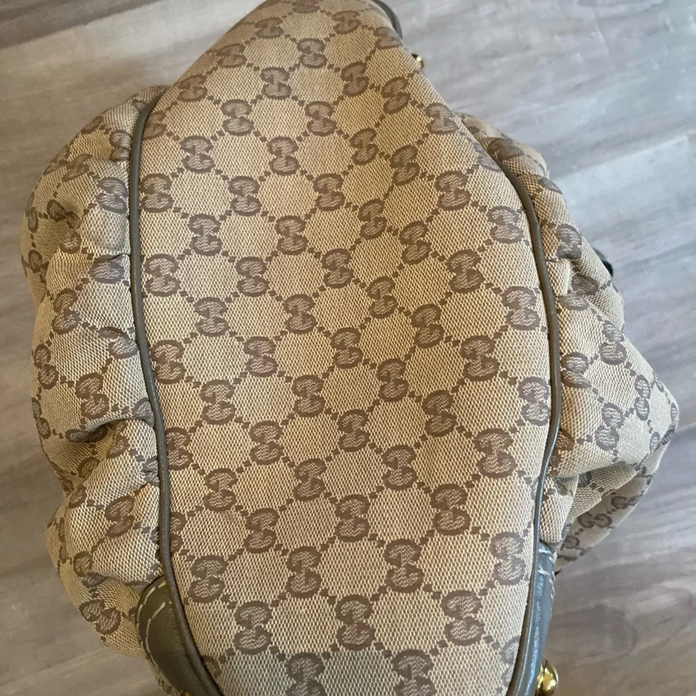 GUCCI Jockey Medium GG Canvas Monogram Tote Bag Beige 203546 - Picture 6 of 9